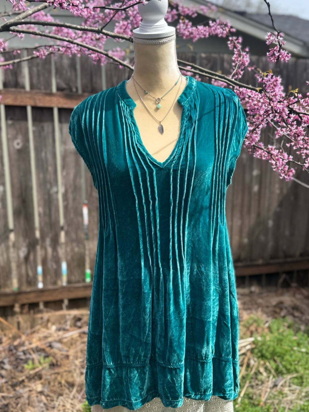 CP Shades Velvet Teal V-Neck Tunic Top